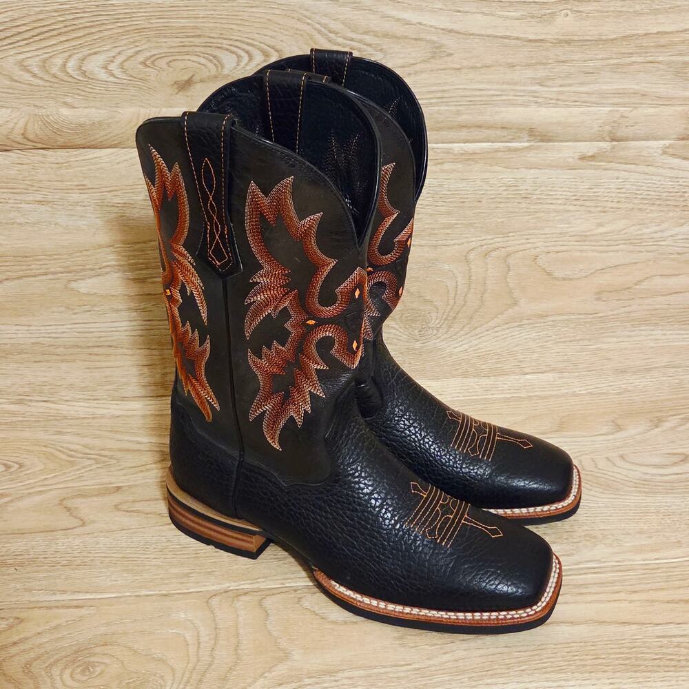 Ariat Tombstone Black Leather Square Toe Western Cowboy Boots Mens Size 12D - Picture 4 of 8